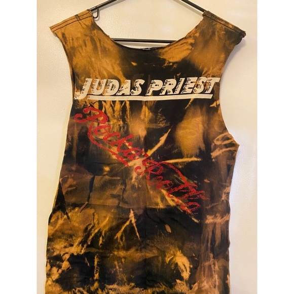 Custom Bleach Distress Judas Priest Rocka Rolla T - Picture 2 of 8
